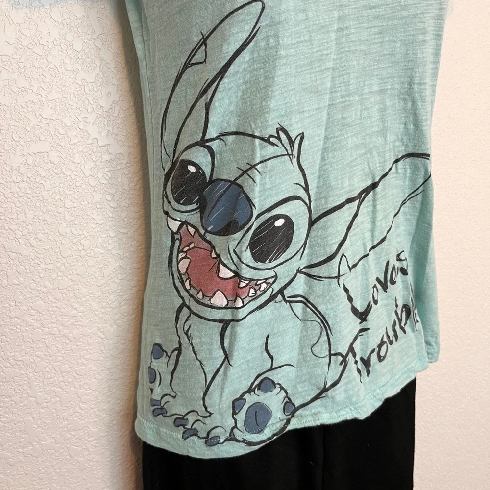 Lilo and Stitch "Loves Trouble" V Neck T Shirt - Picture 5 of 10